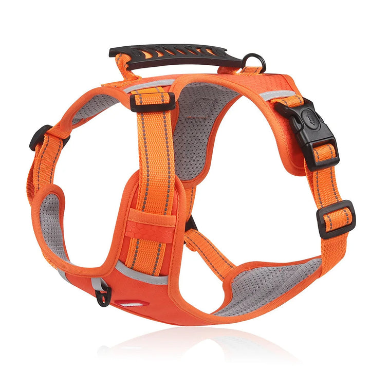 "Ademend nylon hondenharnas, anti-trek ontwerp, verstelbaar, reflecterende details, comfort en controle voor hondenwandelinge