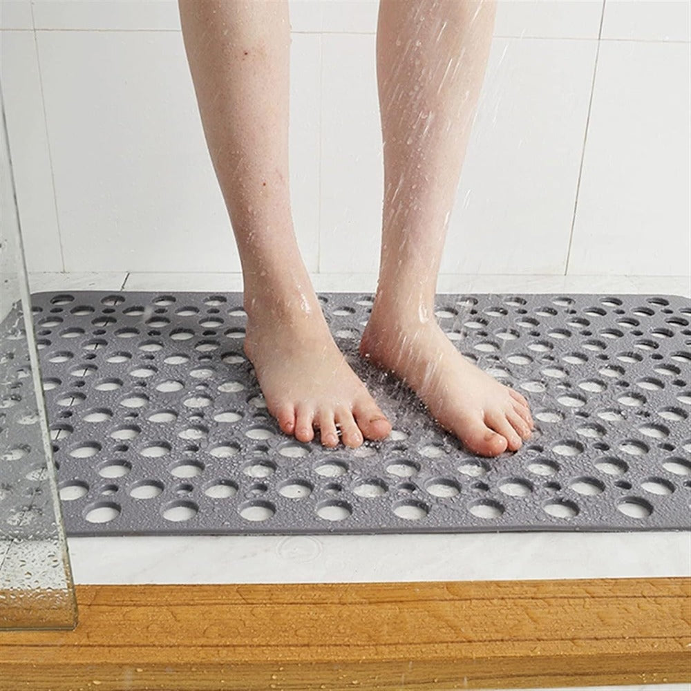 "Antislip douchemat met antibacteriële bescherming, duurzaam PVC, sterke zuignappen, rechthoekig, voor veilige badkamer."