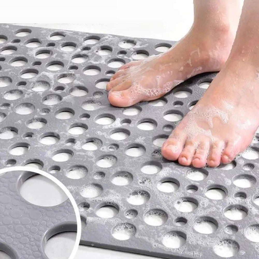 "Antislip douchemat met antibacteriële bescherming, duurzaam PVC, sterke zuignappen, rechthoekig, voor veilige badkamer."