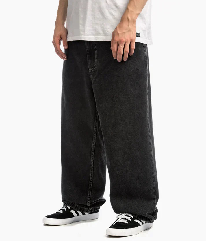 "Blauw oversized heren baggy skater jeans met losse pasvorm, perfect voor streetwear en casual stijl."
