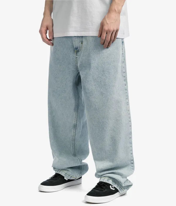 "Blauw oversized heren baggy skater jeans met losse pasvorm, perfect voor streetwear en casual stijl."