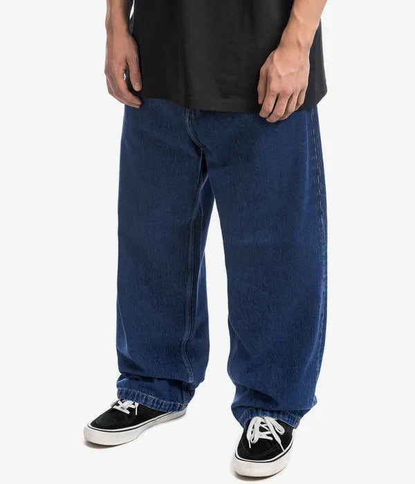 "Blauw oversized heren baggy skater jeans met losse pasvorm, perfect voor streetwear en casual stijl."