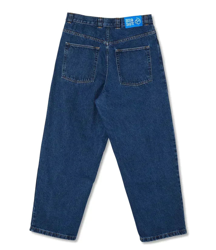 "Blauw oversized heren baggy skater jeans met losse pasvorm, perfect voor streetwear en casual stijl."
