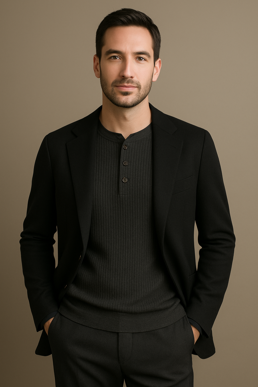 "Comfortabel heren Henley shirt, grijze wafelstructuur, met knoopsluiting, casual en sportieve stijl voor elke gelegenheid."