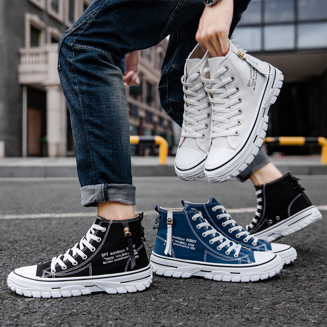 "Comfortabele MILAN high-top sneakers voor heren met stijlvol design, canvas bovenkant en rubberen zool voor optimale grip."