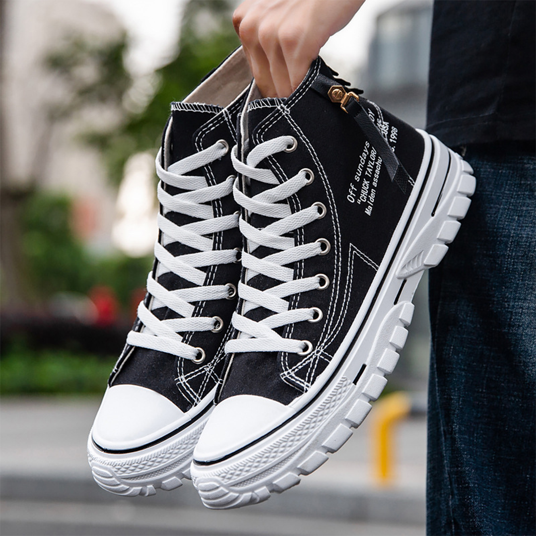 "Comfortabele MILAN high-top sneakers voor heren met stijlvol design, canvas bovenkant en rubberen zool voor optimale grip."