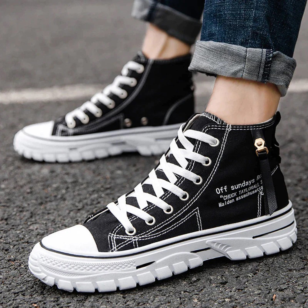 "Comfortabele MILAN high-top sneakers voor heren met stijlvol design, canvas bovenkant en rubberen zool voor optimale grip."