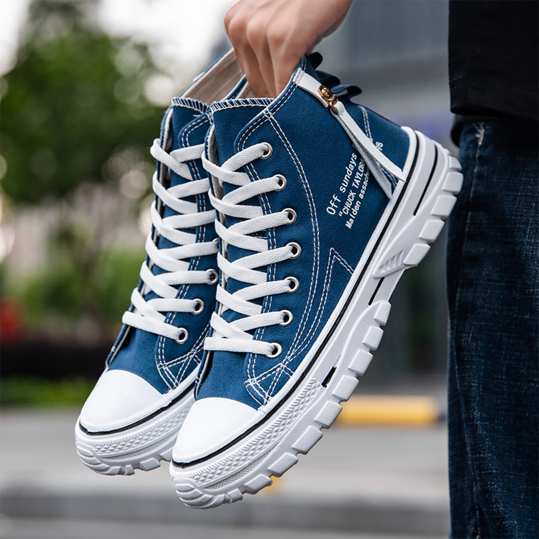 "Comfortabele MILAN high-top sneakers voor heren met stijlvol design, canvas bovenkant en rubberen zool voor optimale grip."