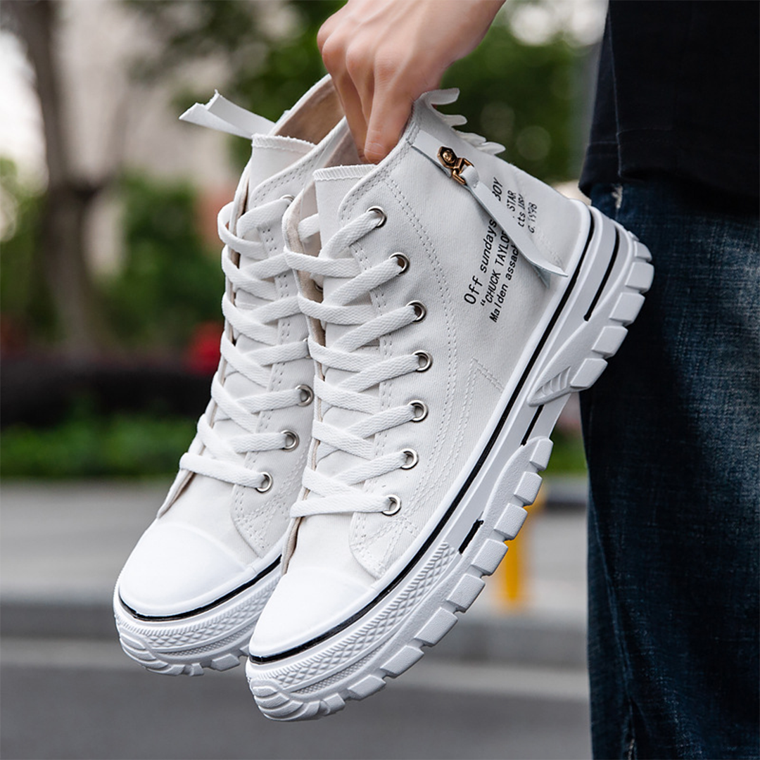 "Comfortabele MILAN high-top sneakers voor heren met stijlvol design, canvas bovenkant en rubberen zool voor optimale grip."