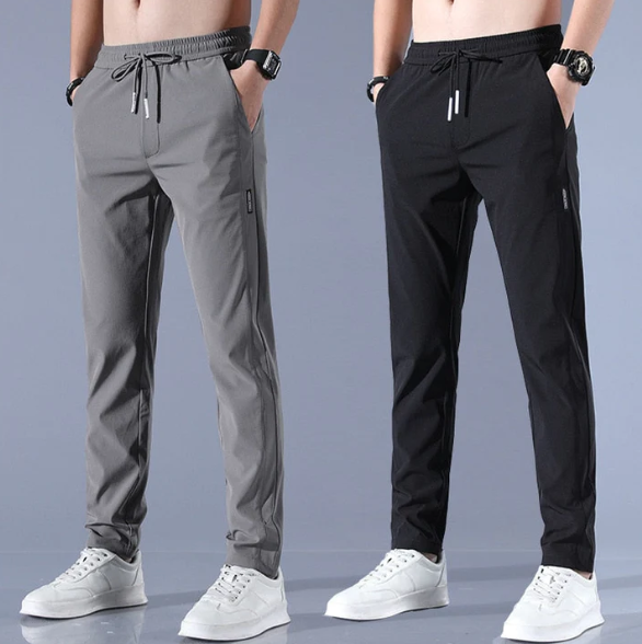 "Comfortabele sneldrogende stretch herenbroek, licht materiaal, in kleuren donkergrijs, grijs, groen, zwart, perfecte pasvorm