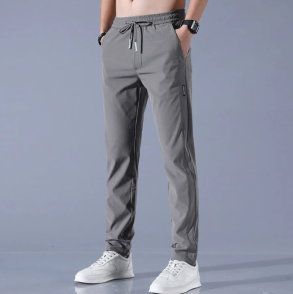 "Comfortabele sneldrogende stretch herenbroek, licht materiaal, in kleuren donkergrijs, grijs, groen, zwart, perfecte pasvorm