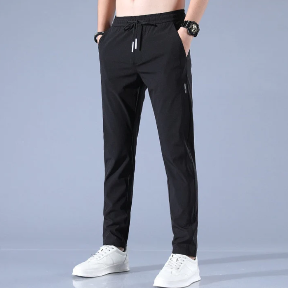 "Comfortabele sneldrogende stretch herenbroek, licht materiaal, in kleuren donkergrijs, grijs, groen, zwart, perfecte pasvorm