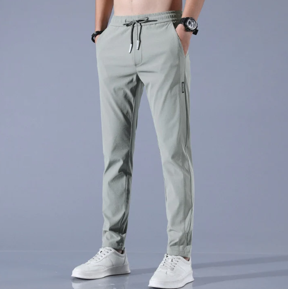 "Comfortabele sneldrogende stretch herenbroek, licht materiaal, in kleuren donkergrijs, grijs, groen, zwart, perfecte pasvorm