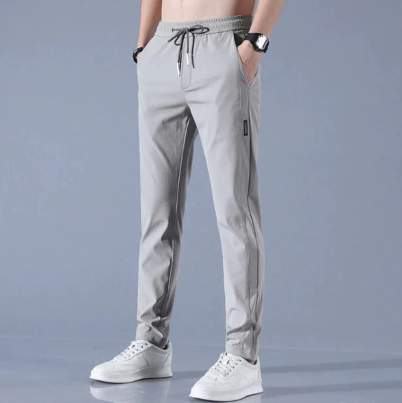 "Comfortabele sneldrogende stretch herenbroek, licht materiaal, in kleuren donkergrijs, grijs, groen, zwart, perfecte pasvorm