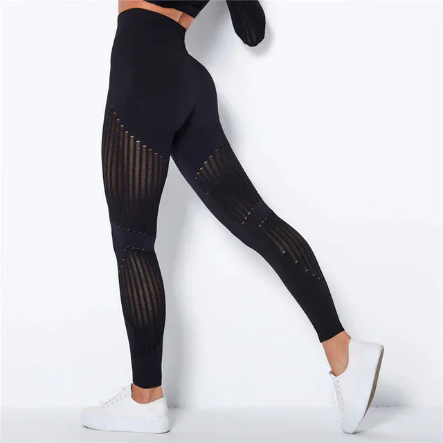 Dames anti-cellulite compressielegging, shapend en ventilerend, toont glad, strak design met hoge taille voor sport en casual