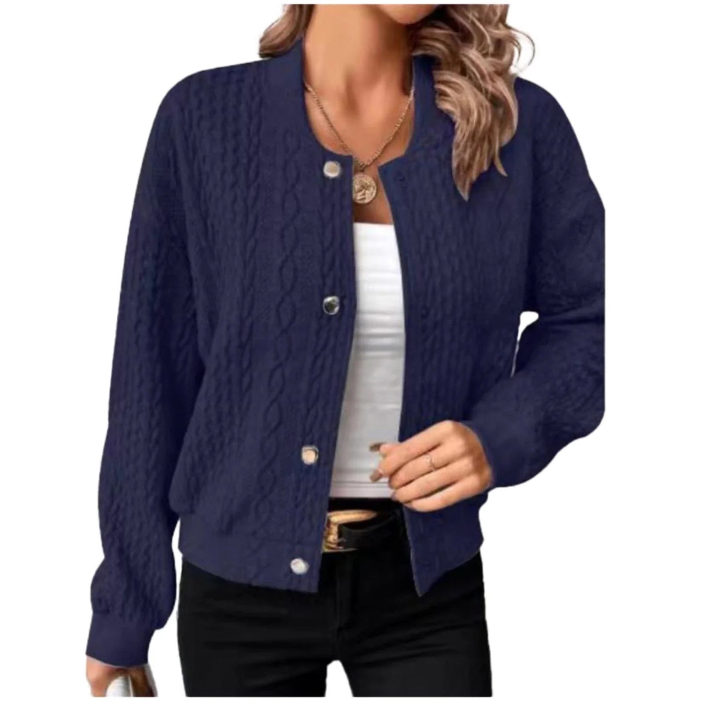 "Damesvest Elin met knoopjes, zacht en luxueus, in grijs; elegant design ideaal voor elke stijlvolle gelegenheid."