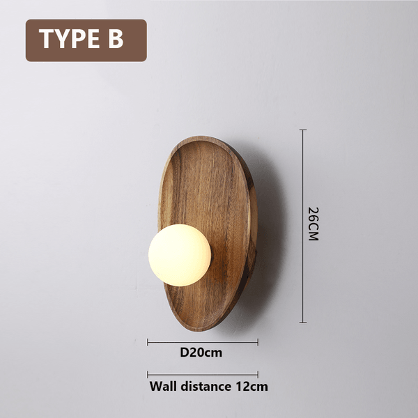 Elegant ontworpen wandlamp van natuurlijk hout, LED-verlichting, geeft een warme uitstraling in moderne of klassieke interieu
