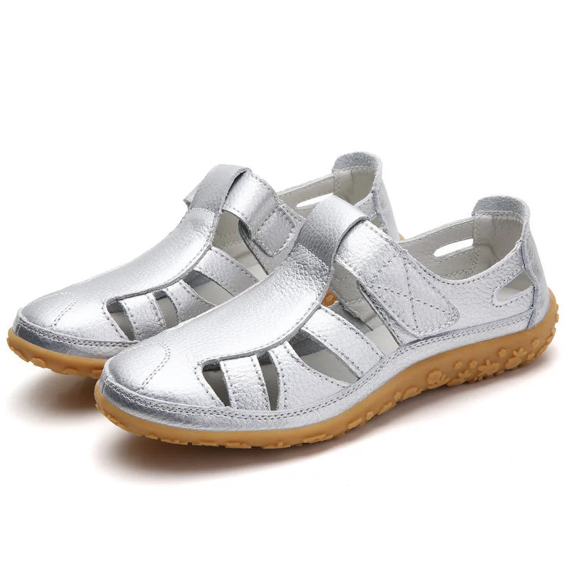 "Elegante dames sandalen met orthopedisch design en anti-slipzool, beige kleur, open teen, ideaal voor dagelijks gebruik."