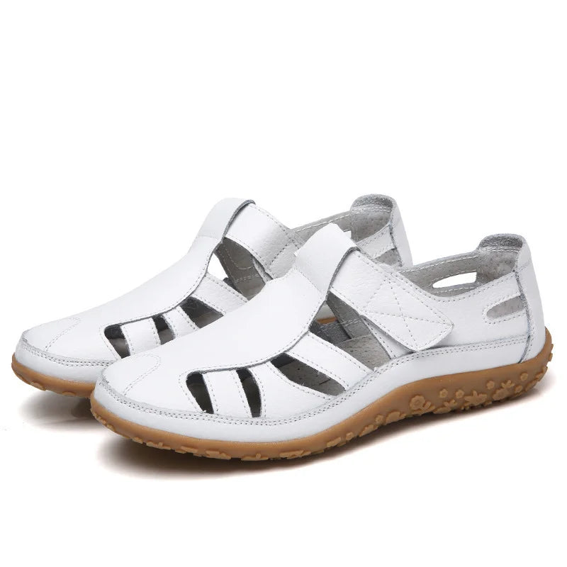 "Elegante dames sandalen met orthopedisch design en anti-slipzool, beige kleur, open teen, ideaal voor dagelijks gebruik."