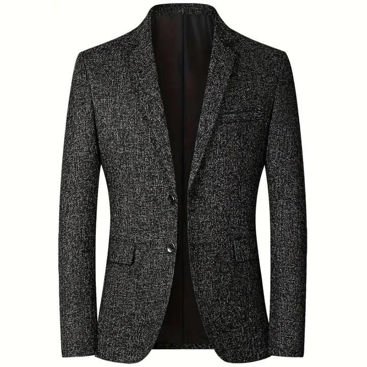 "Elegante herens blazer in marineblauw met klassiek ontwerp; veelzijdig voor elke gelegenheid en gemaakt van hoogwaardige sto