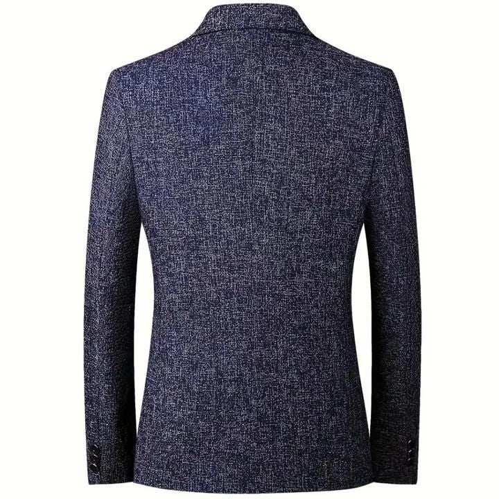"Elegante herens blazer in marineblauw met klassiek ontwerp; veelzijdig voor elke gelegenheid en gemaakt van hoogwaardige sto