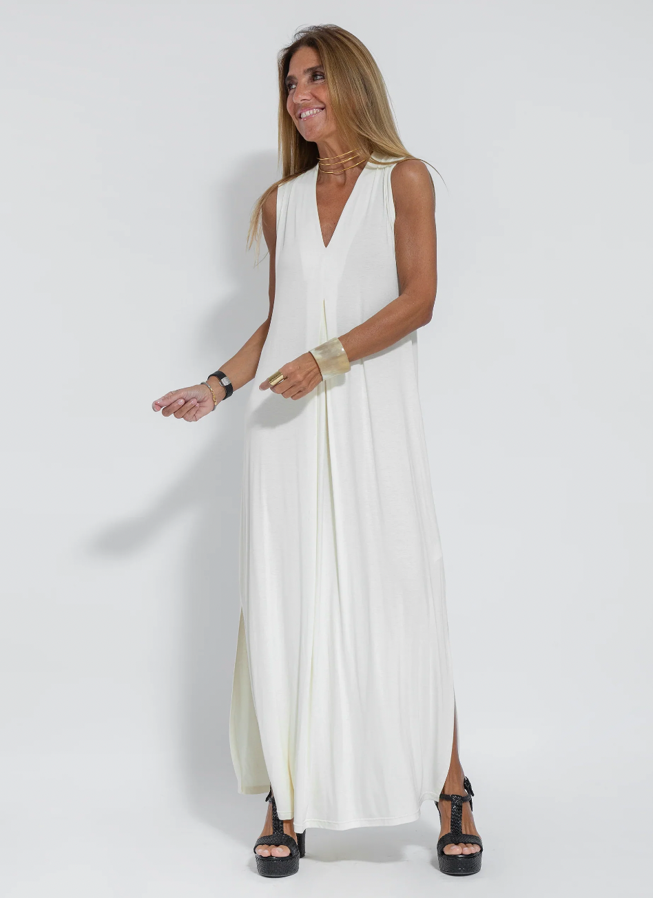 "Elegante Kate Set met lange jurk en stijlvolle weste, dameskleding, in diverse kleuren voor comfort en vrouwelijkheid."
