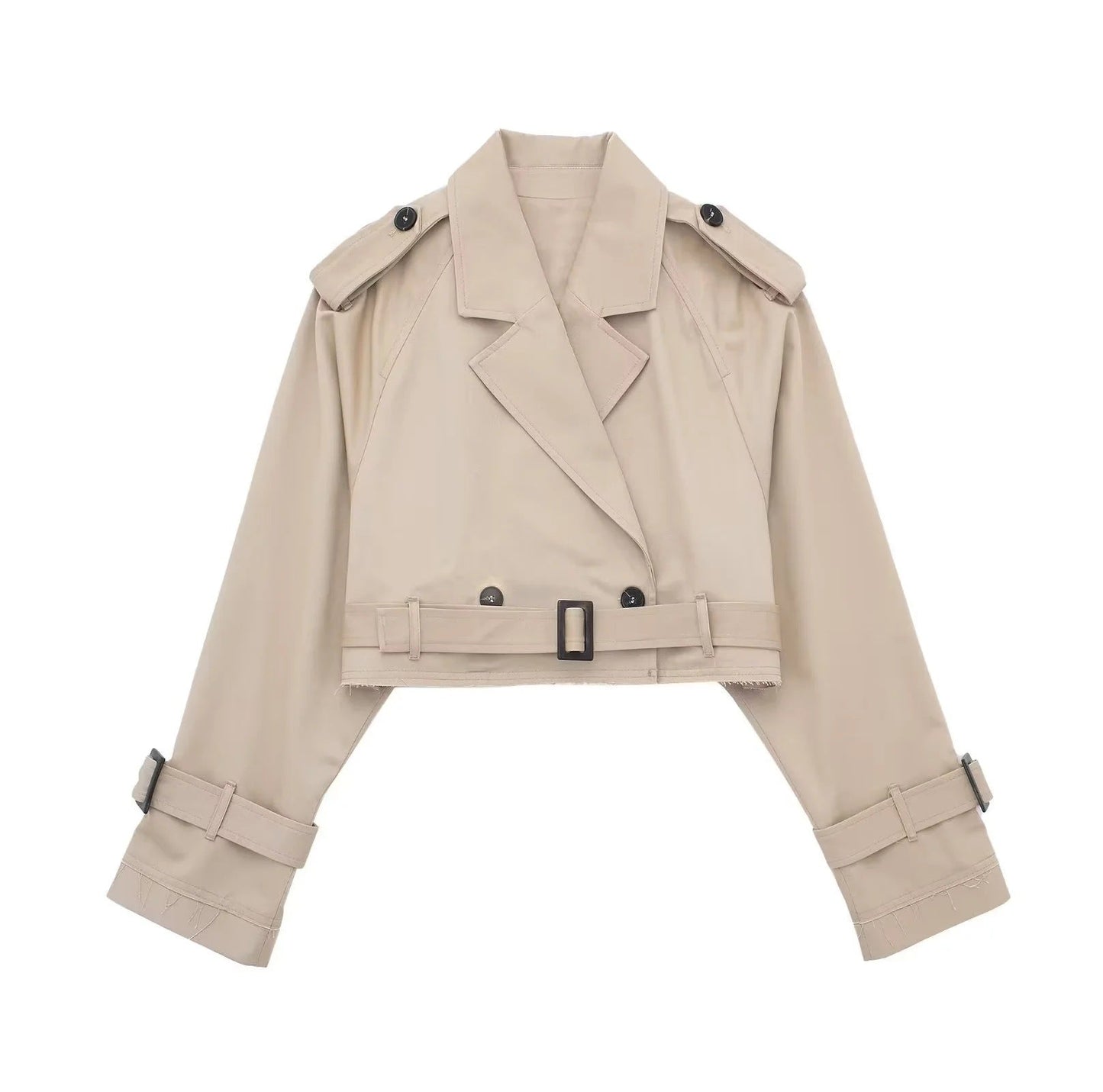"Elegante korte trenchcoat met trendy snit in donkerbruin, geschikt voor elke gelegenheid in damesmode, comfortabel en stijlv
