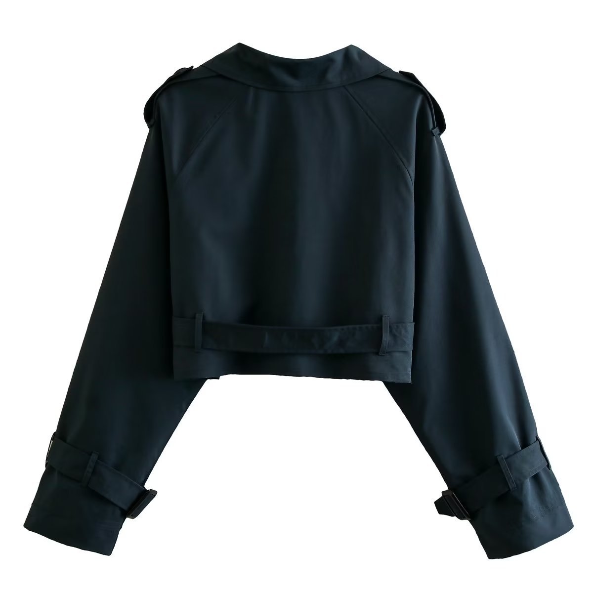 "Elegante korte trenchcoat met trendy snit in donkerbruin, geschikt voor elke gelegenheid in damesmode, comfortabel en stijlv