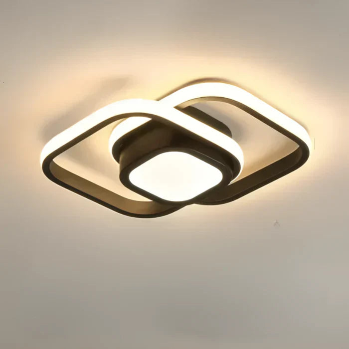 "Elegante LED plafondlamp met dubbel ring design, modern en energiezuinig. Helder warm wit licht, geschikt voor elk interieur