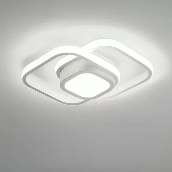 "Elegante LED plafondlamp met dubbel ring design, modern en energiezuinig. Helder warm wit licht, geschikt voor elk interieur