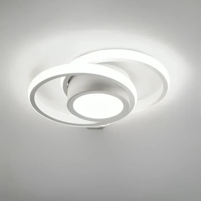 "Elegante LED plafondlamp met dubbel ring design, modern en energiezuinig. Helder warm wit licht, geschikt voor elk interieur