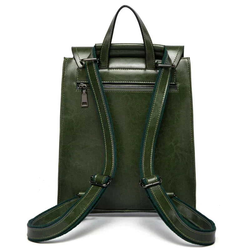 "Elegante leren rugzak met veelzijdige opbergruimte, hoogwaardig leer, tijdloos ontwerp, ideaal voor modebewuste vrouwen."
