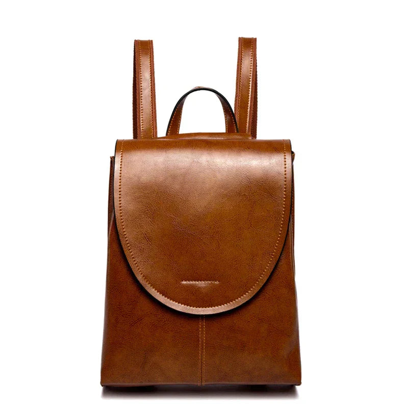 "Elegante leren rugzak met veelzijdige opbergruimte, hoogwaardig leer, tijdloos ontwerp, ideaal voor modebewuste vrouwen."