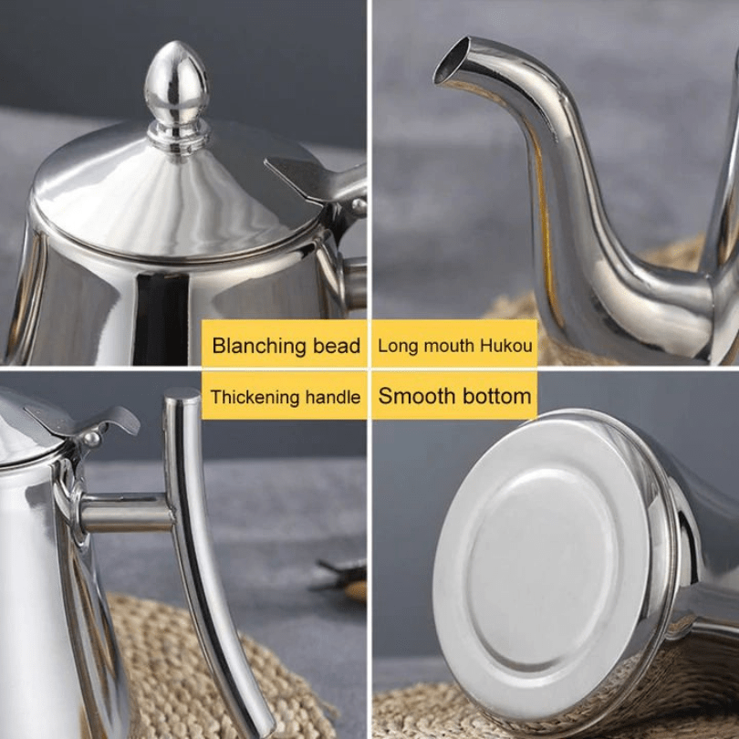 "Elegante roestvrijstalen inductie waterkoker met filter, snelle verhitting, modern design, geschikt voor elke keuken."