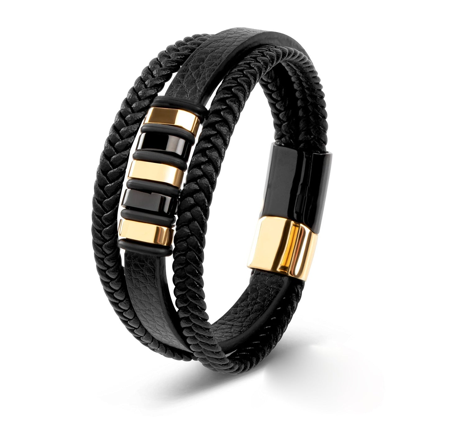 "Elegante verstelbare lederen armband met mannelijke uitstraling en magnetische sluiting, perfect voor moderne mannenstijl."