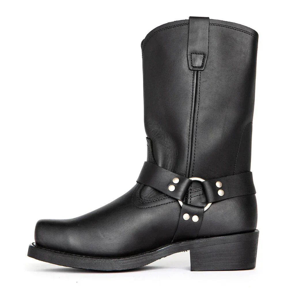 "Elegante, waterdichte cowboylaarzen voor heren met hoge schacht en vierkante hak, ideaal voor alle gelegenheden."