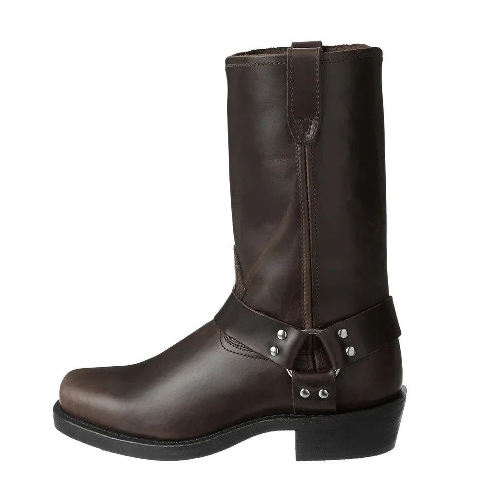 "Elegante, waterdichte cowboylaarzen voor heren met hoge schacht en vierkante hak, ideaal voor alle gelegenheden."