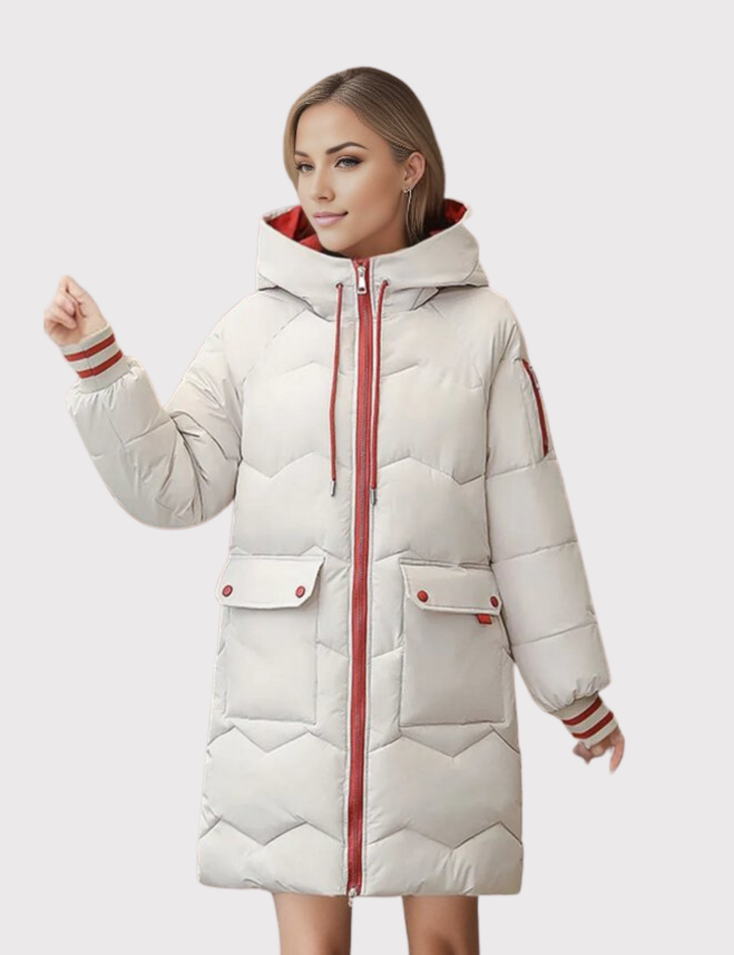"Elegante winterparka met getailleerde snit en zachte kapuchon voor dames, ideale isolatie voor koude dagen."