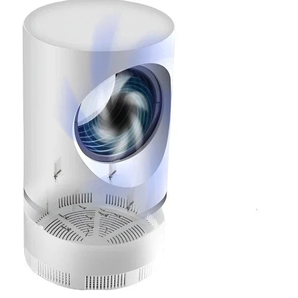 "Elektrische muggenlamp met LED Bionic Violet Wave technologie, moderne witte behuizing, ideaal voor insectenvrije nachten."