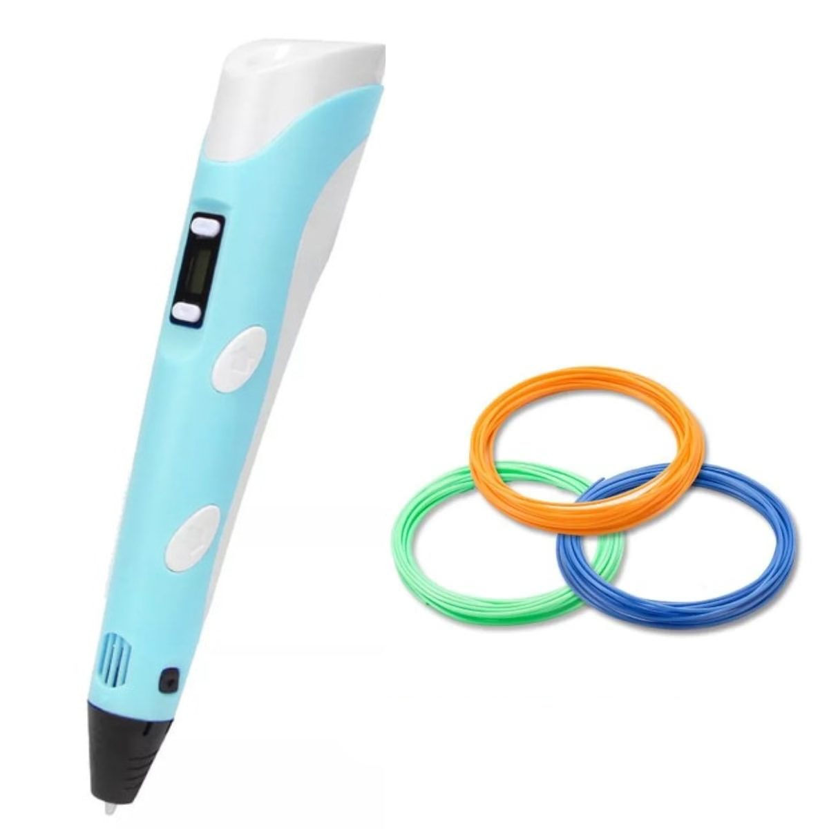"Ergonomische 3D pen met verstelbare snelheid, lichtgrijs design, geschikt voor creatieve projecten, met precisiecontrole."