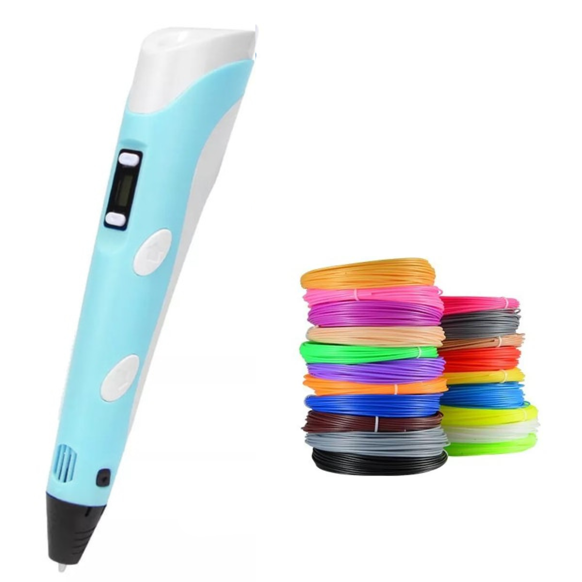 "Ergonomische 3D pen met verstelbare snelheid, lichtgrijs design, geschikt voor creatieve projecten, met precisiecontrole."