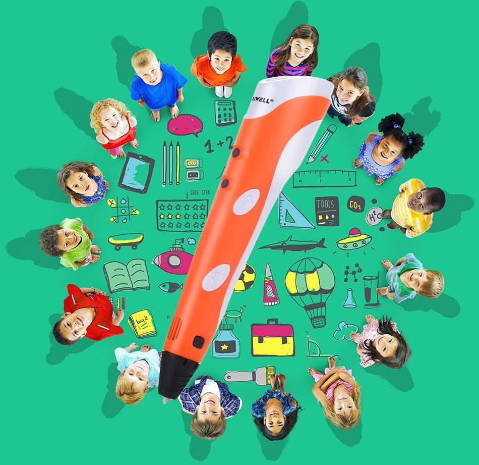 "Ergonomische 3D pen met verstelbare snelheid, lichtgrijs design, geschikt voor creatieve projecten, met precisiecontrole."