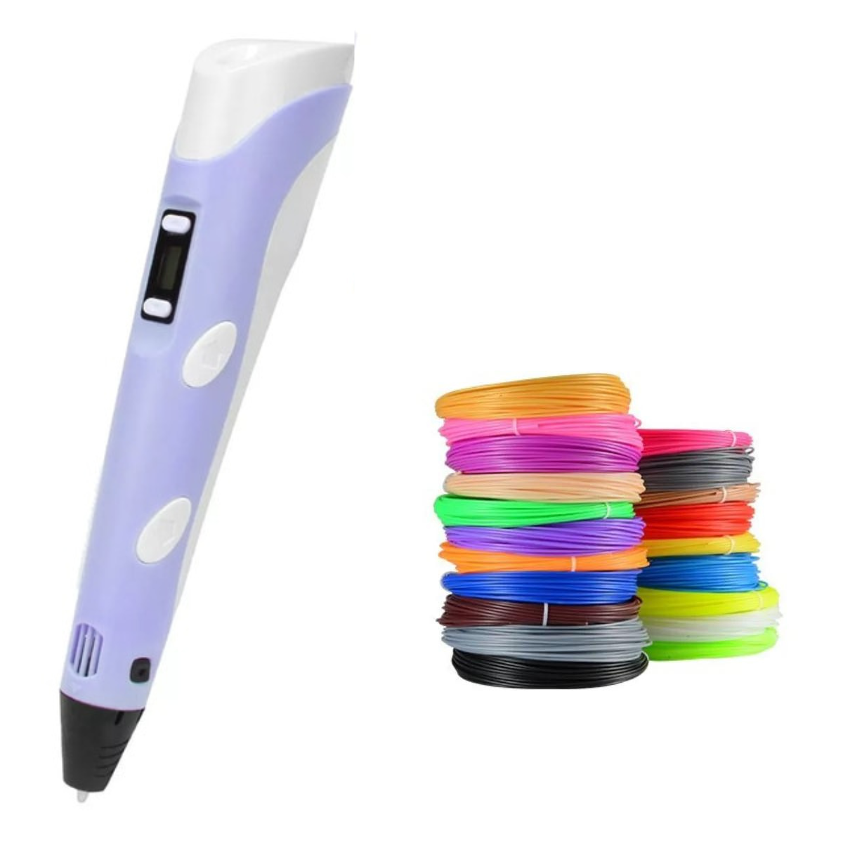 "Ergonomische 3D pen met verstelbare snelheid, lichtgrijs design, geschikt voor creatieve projecten, met precisiecontrole."