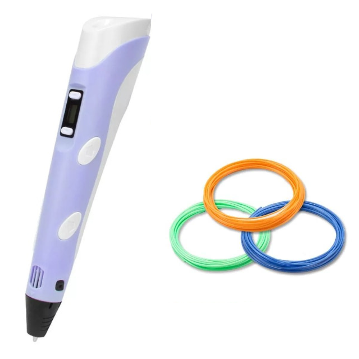 "Ergonomische 3D pen met verstelbare snelheid, lichtgrijs design, geschikt voor creatieve projecten, met precisiecontrole."