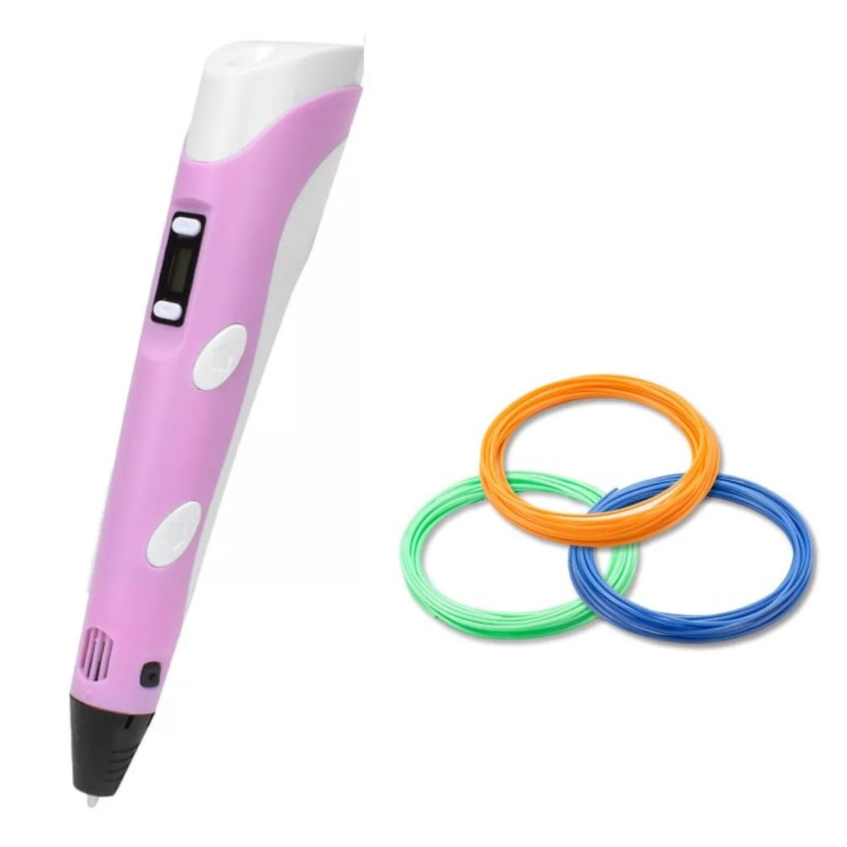 "Ergonomische 3D pen met verstelbare snelheid, lichtgrijs design, geschikt voor creatieve projecten, met precisiecontrole."