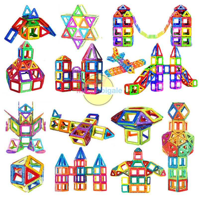 "Felgekleurde magnetische bouwblokken voor kinderen, geschikt voor diverse structuren en creaties, stimuleert creativiteit."