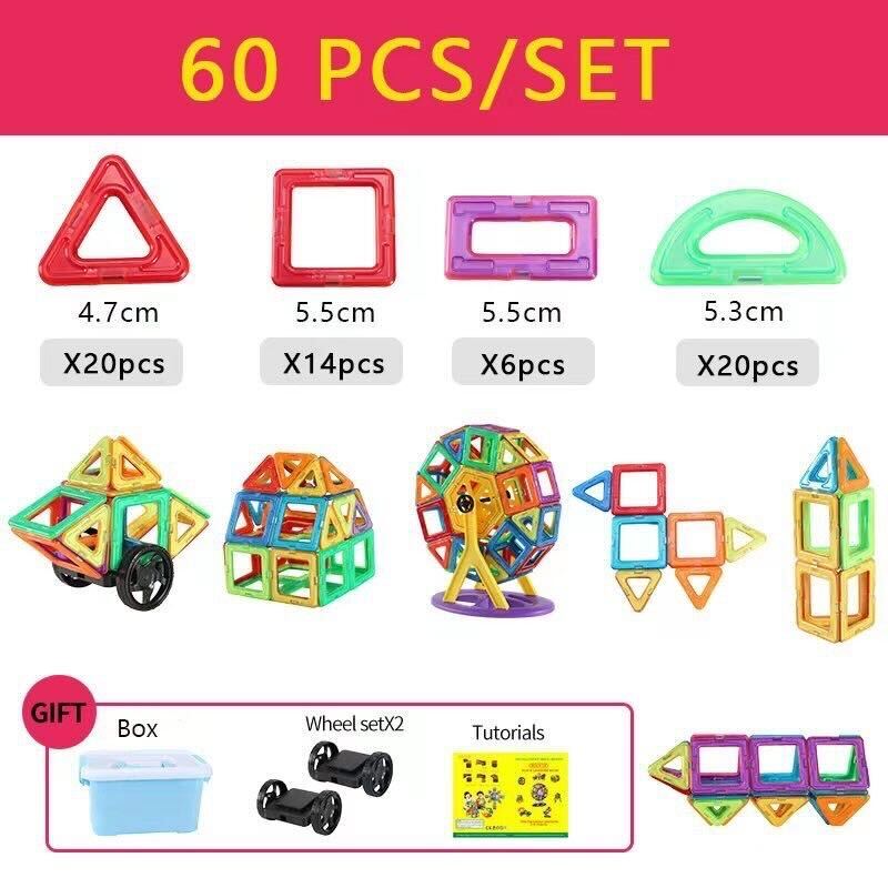 "Felgekleurde magnetische bouwblokken voor kinderen, geschikt voor diverse structuren en creaties, stimuleert creativiteit."