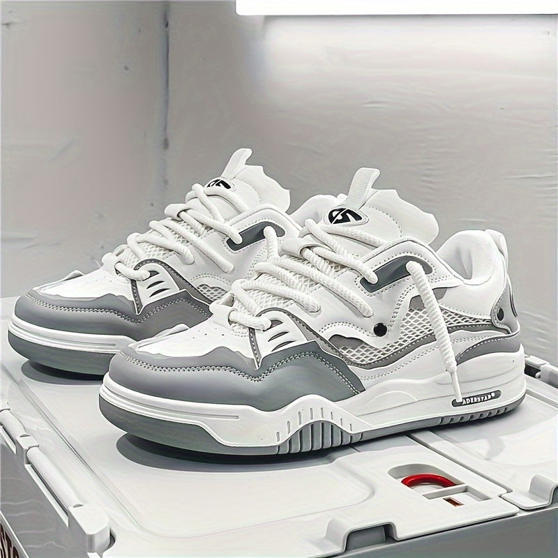 "Geometrische Ryker sneakers in geel, grijs of zwart voor heren, met ademend PU-materiaal en duurzame rubberzool."