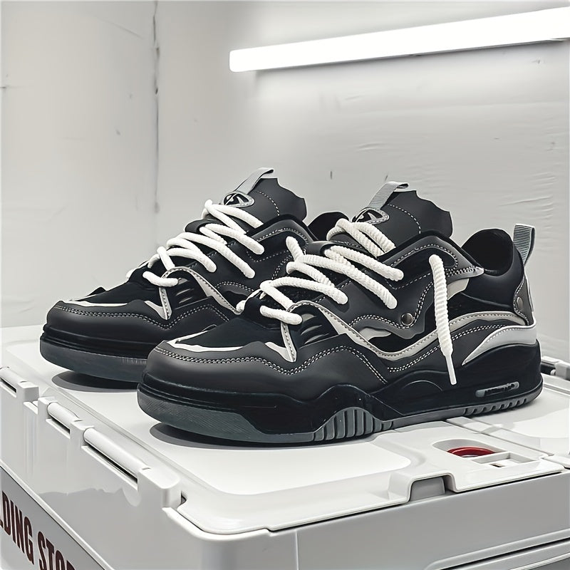 "Geometrische Ryker sneakers in geel, grijs of zwart voor heren, met ademend PU-materiaal en duurzame rubberzool."
