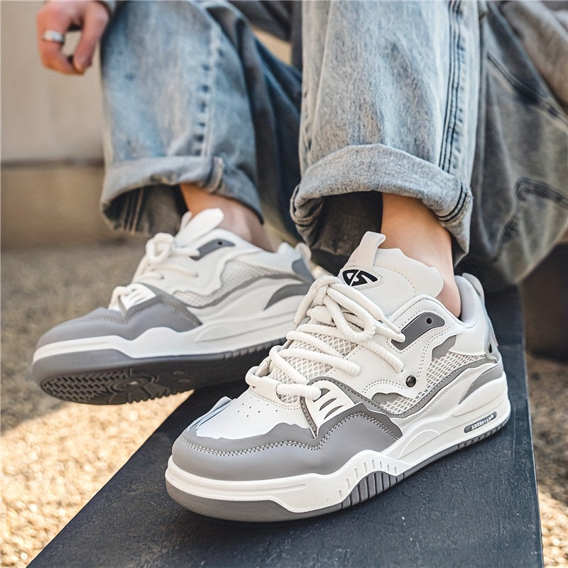 "Geometrische Ryker sneakers in geel, grijs of zwart voor heren, met ademend PU-materiaal en duurzame rubberzool."